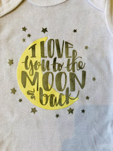 Love you to the moon and back Gerber brand onesie available in sizes from 0-24 months.