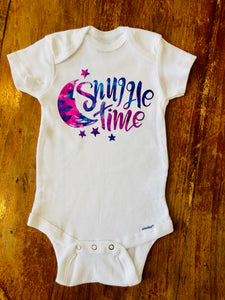 Snuggle Time - Gerber brand onesie available in sizes from 0-24 months.