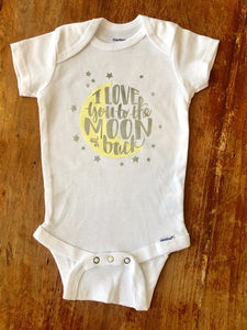 Love you to the moon and back Gerber brand onesie available in sizes from 0-24 months.